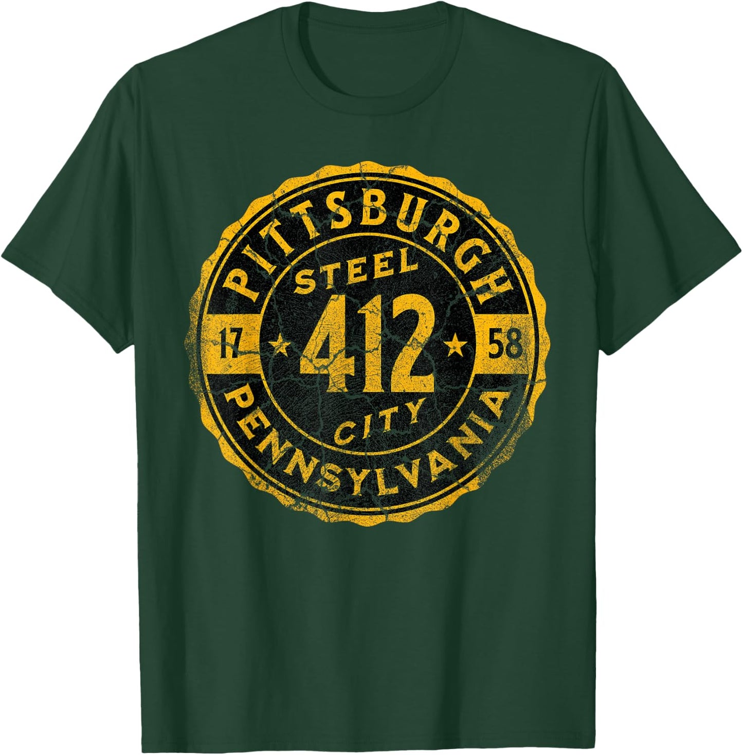 Pittsburgh Pennsylvania 412 Steel City Home Vintage T-Shirt - T-Shirt | Forest