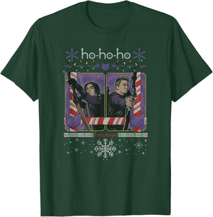 Marvel Hawkeye Ho-Ho-Ho Hawkeye And Kate Ugly Christmas T-Shirt - T-Shirt | Forest