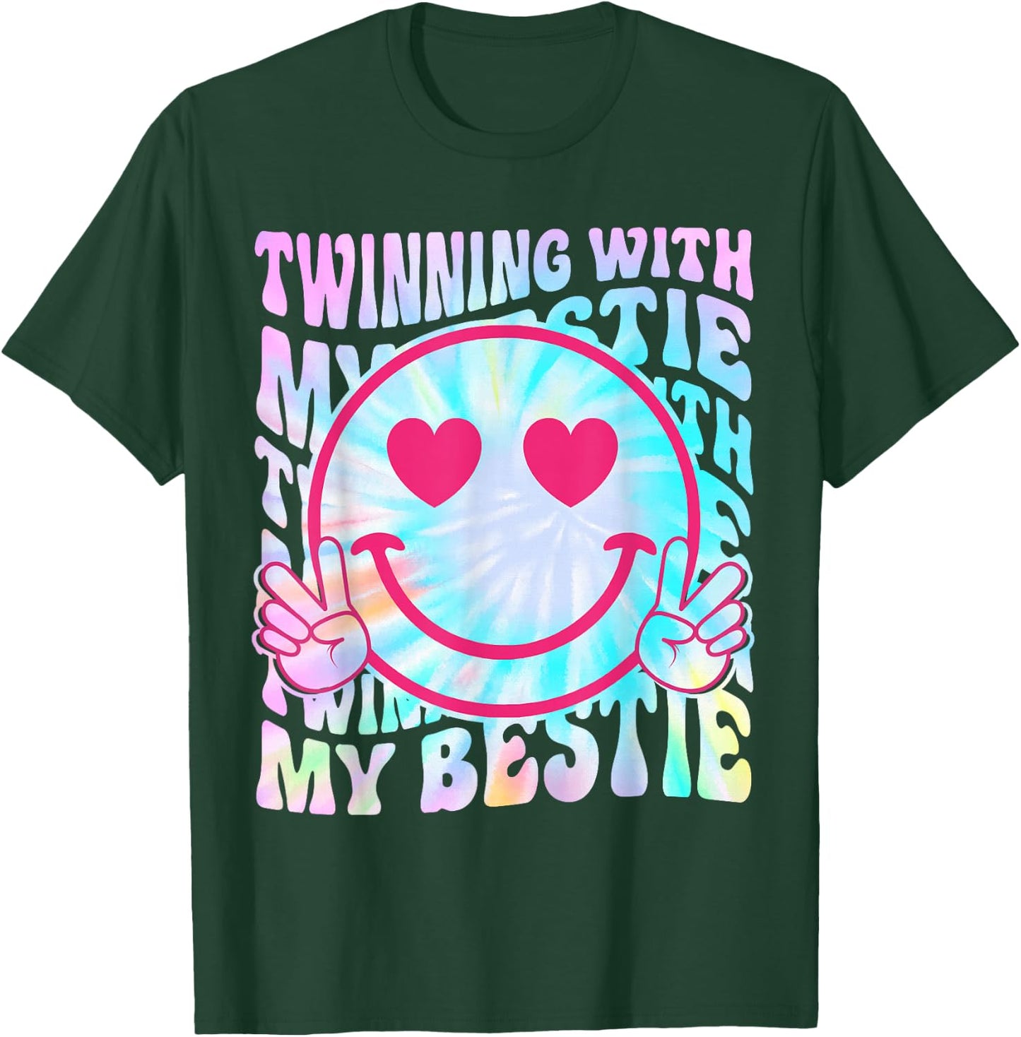 Twinning with My Bestie Spirit Week Twin Day Best Friend 70s T-Shirt - T-Shirt | Forest