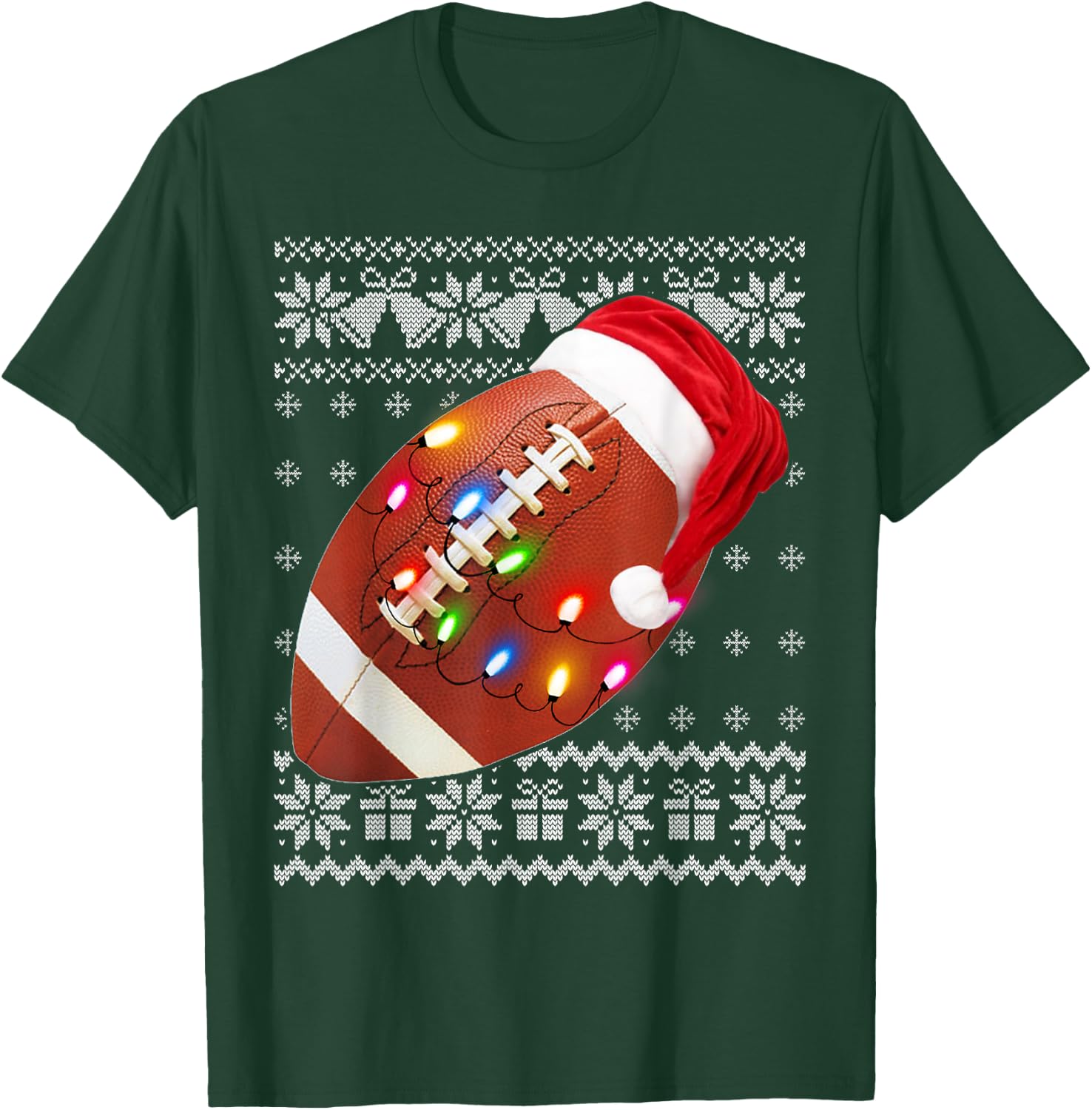 Football Christmas Shirt Funny Ugly Christmas Sweater T-Shirt - T-Shirt | Forest
