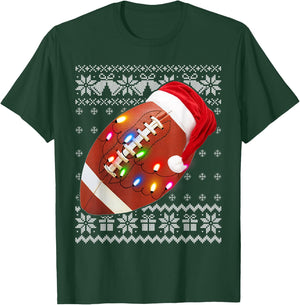 Football Christmas Shirt Funny Ugly Christmas Sweater T-Shirt - T-Shirt | Forest