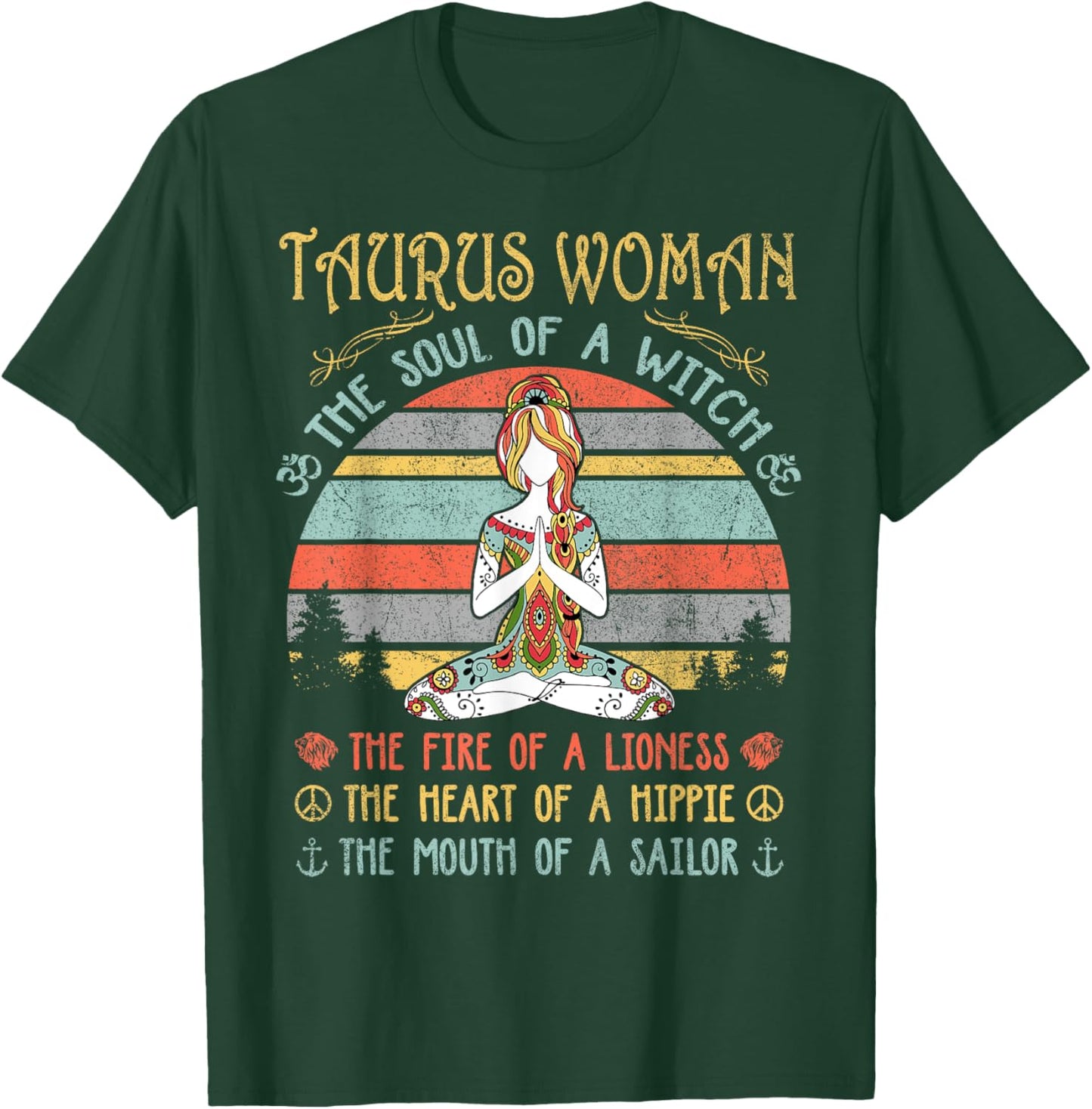 Taurus Woman The Soul Of A Witch Vintage Birthday T-Shirt - T-Shirt | Forest
