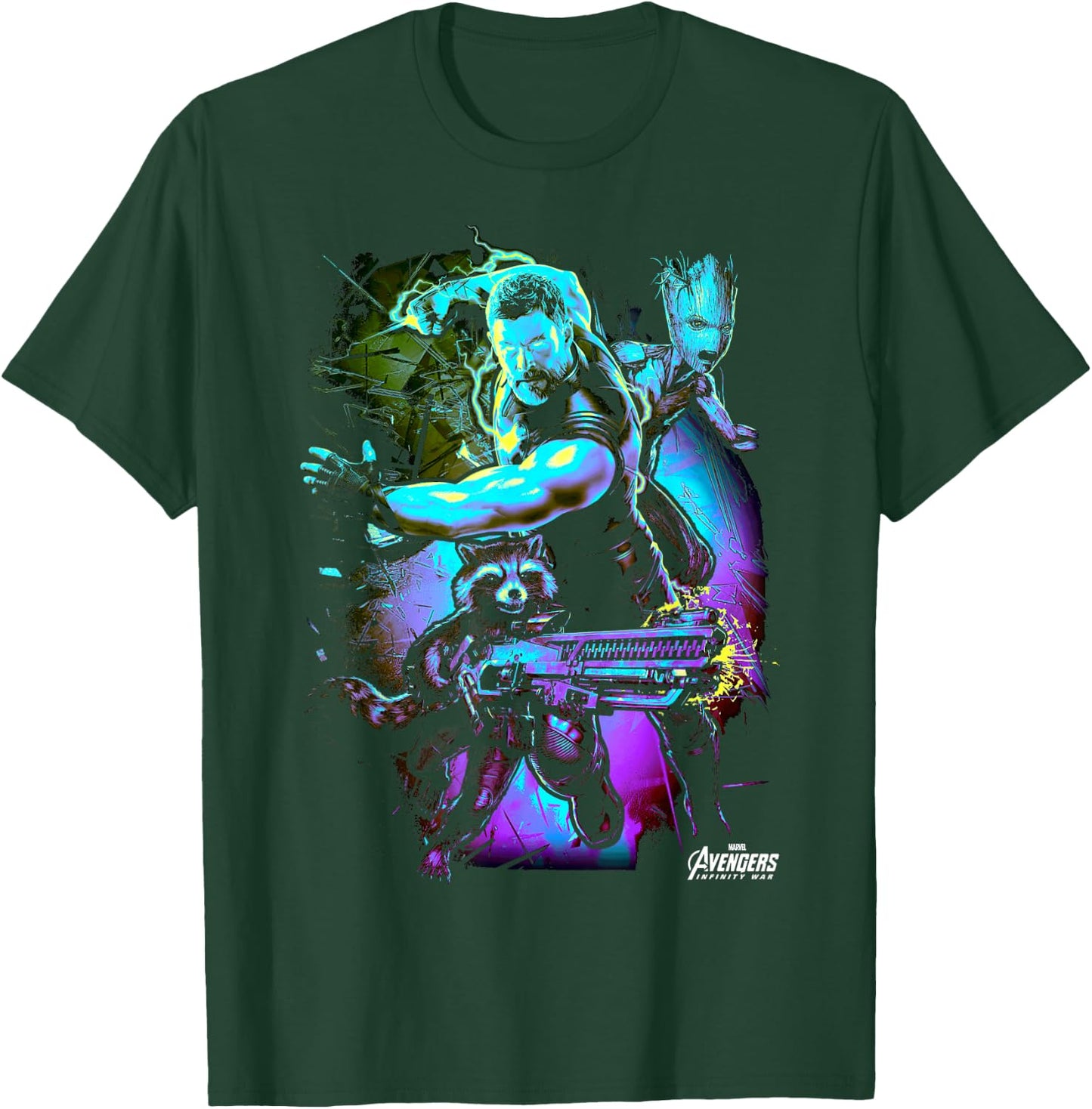 Marvel Infinity War Thor Rocket Groot The Power Trio T-Shirt - T-Shirt | Forest