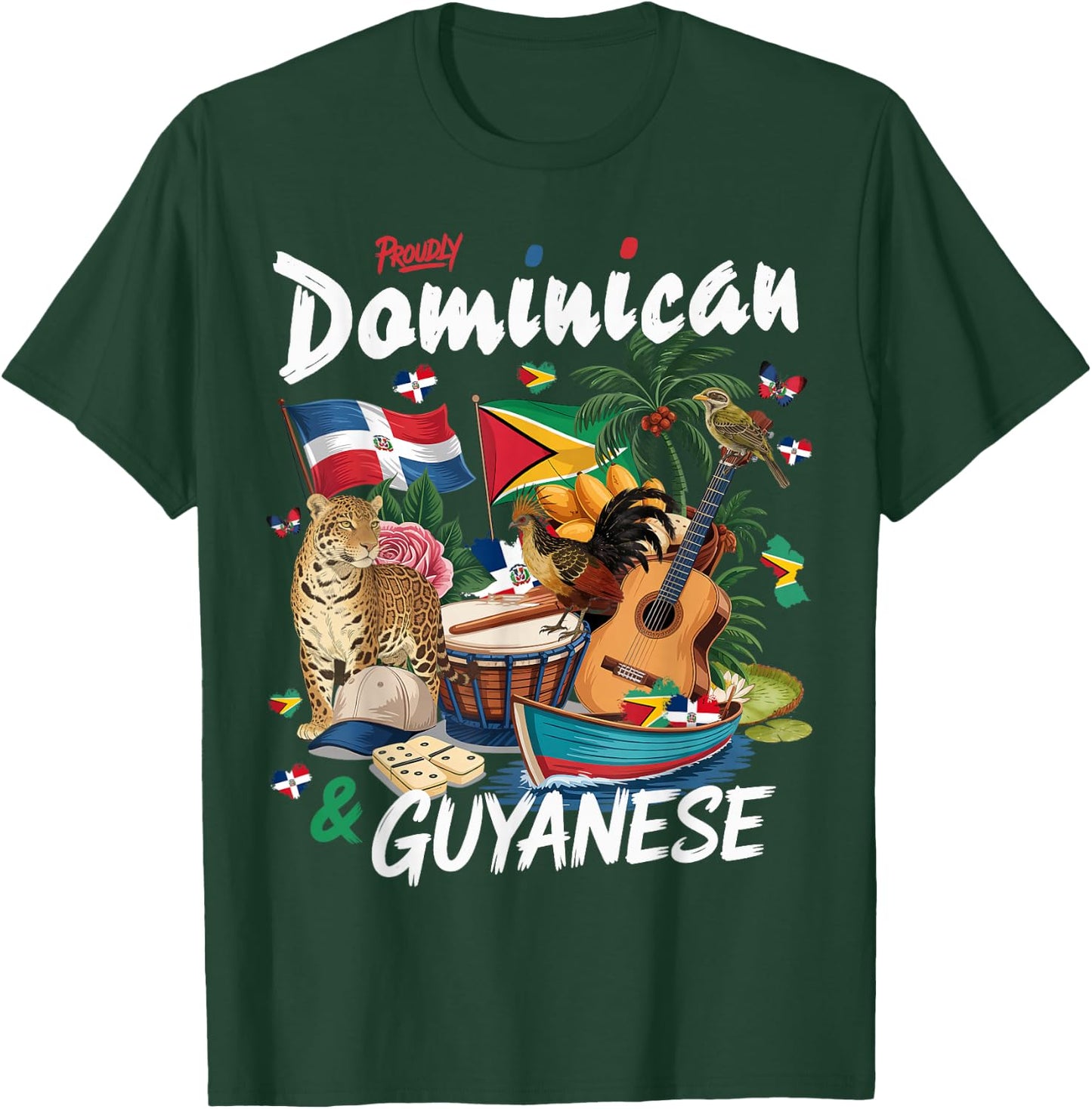 Guyana & Dominican Flag Culture Idea Guyanese T-Shirt - T-Shirt | Forest