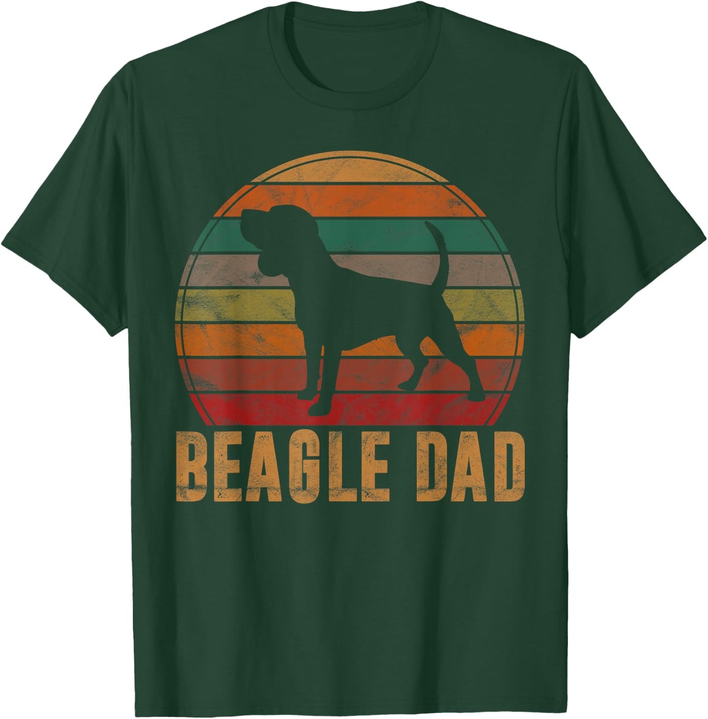 Retro Beagle Dad Gift Dog Owner Pet Tricolor Beagle Father T-Shirt - T-Shirt | Forest