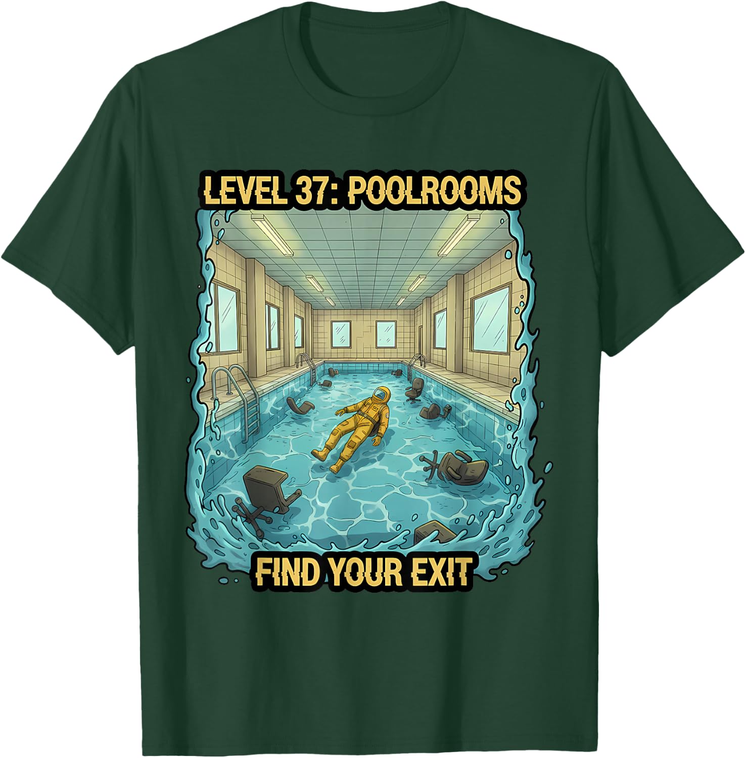 The Backrooms Level 37 Poolrooms T-Shirt - T-Shirt | Forest
