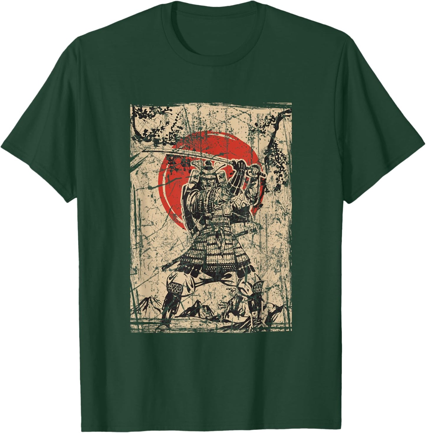 Japanese Culture red moon Samurai Warrior bushido code T-Shirt - T-Shirt | Forest