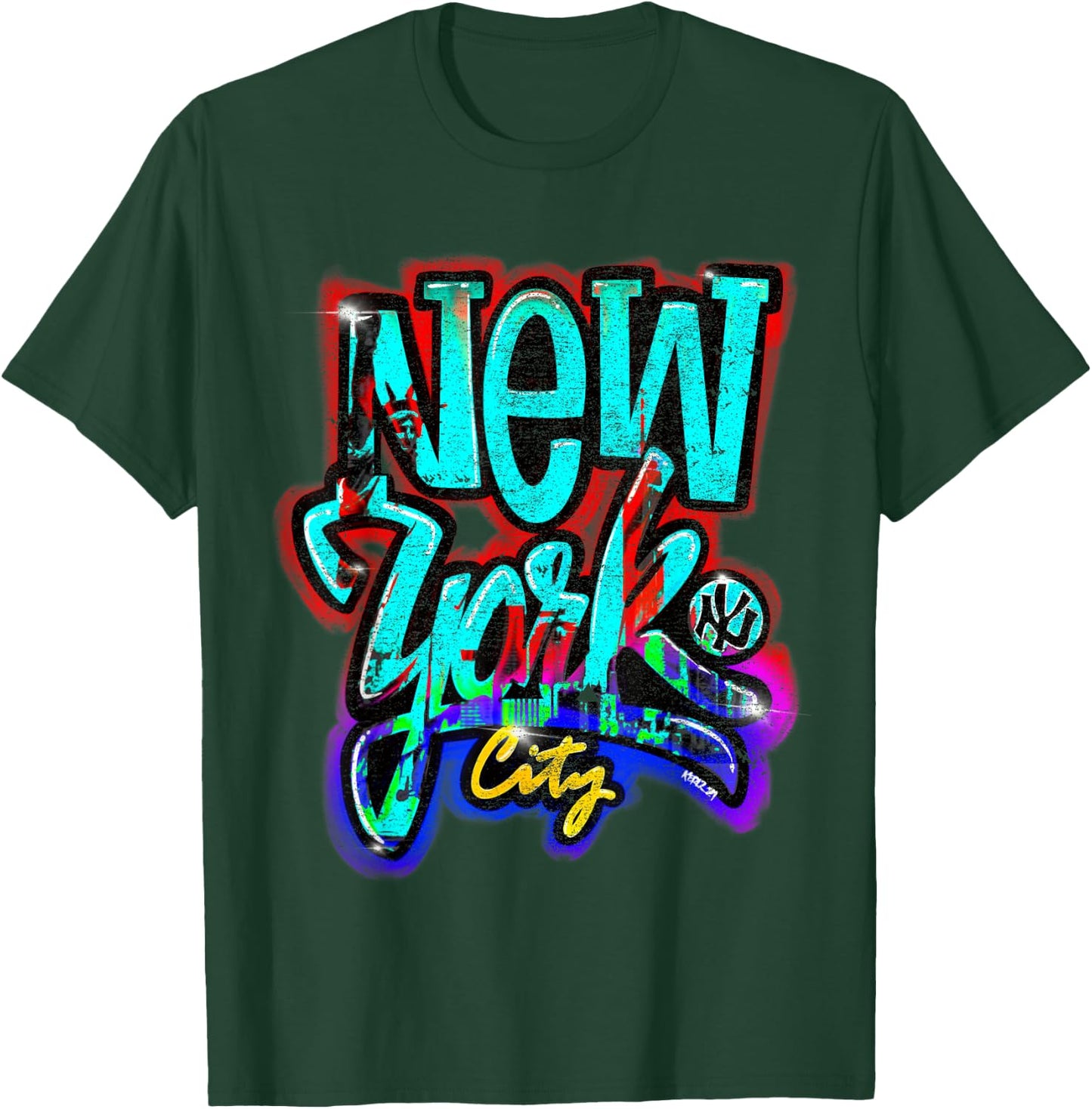 Urban Streetwear Graffiti-Style NYC - -Adults, Black, Small, Short Sleeve T-Shirt - T-Shirt | Forest