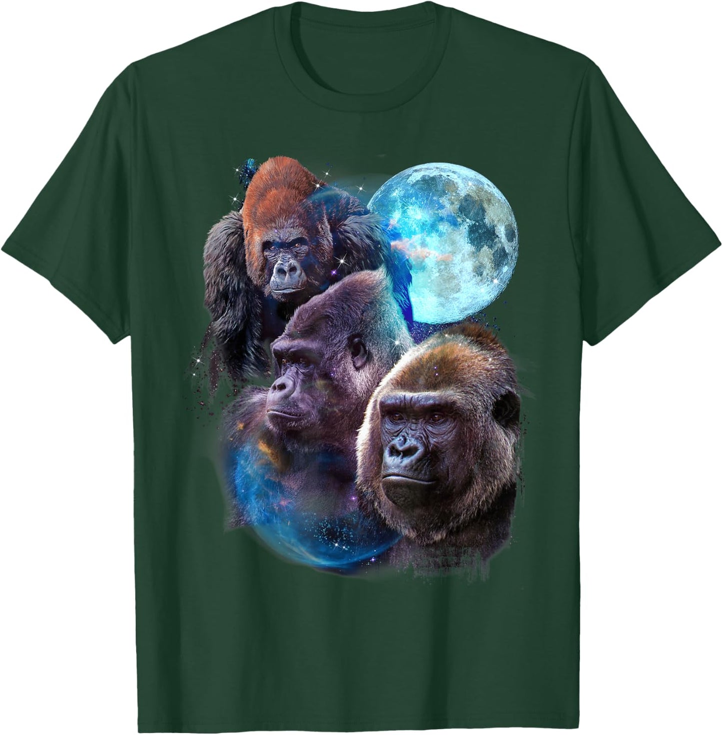 3 Moon Gorilla Funny Great Ape Art Cool Primate Animal Lover T-Shirt - T-Shirt | Forest