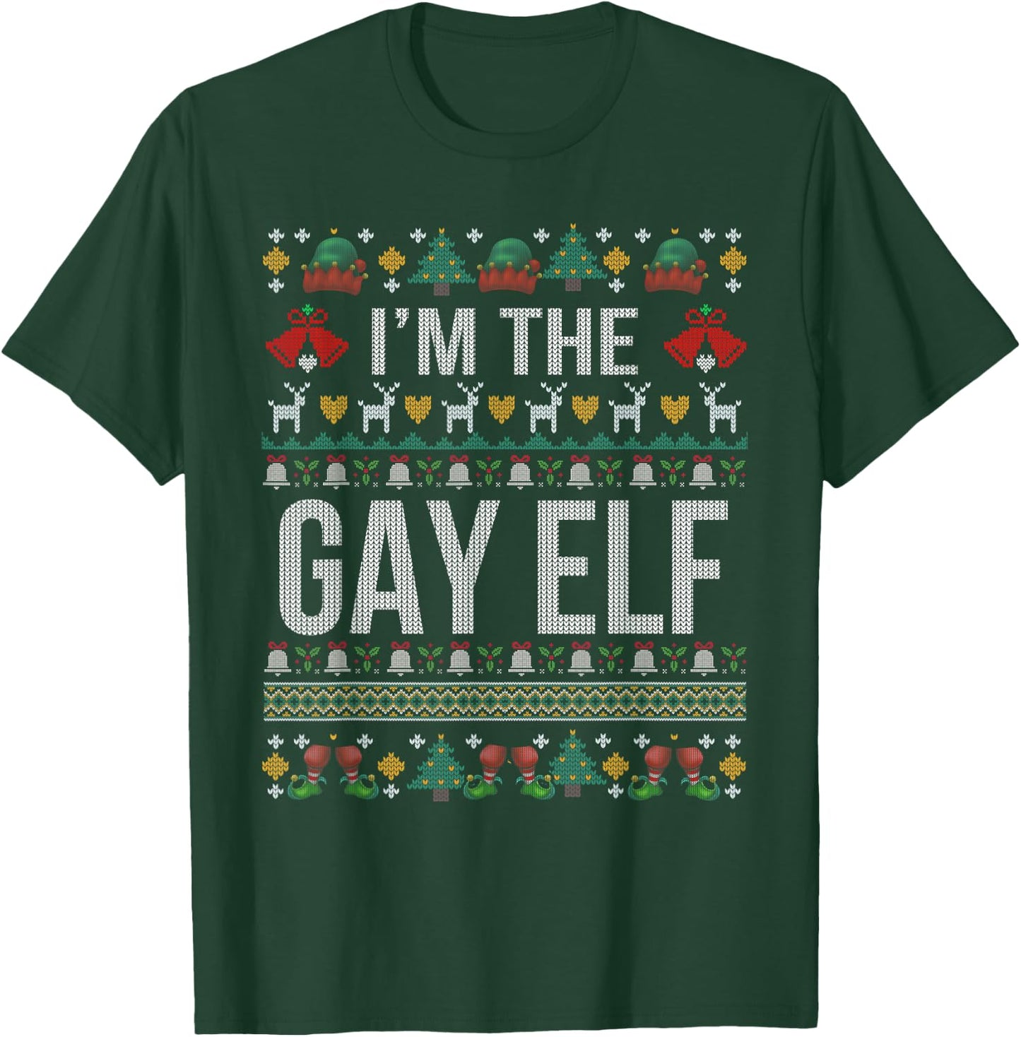 Gay Elf Ugly Christmas Sweater T-Shirt - T-Shirt | Forest