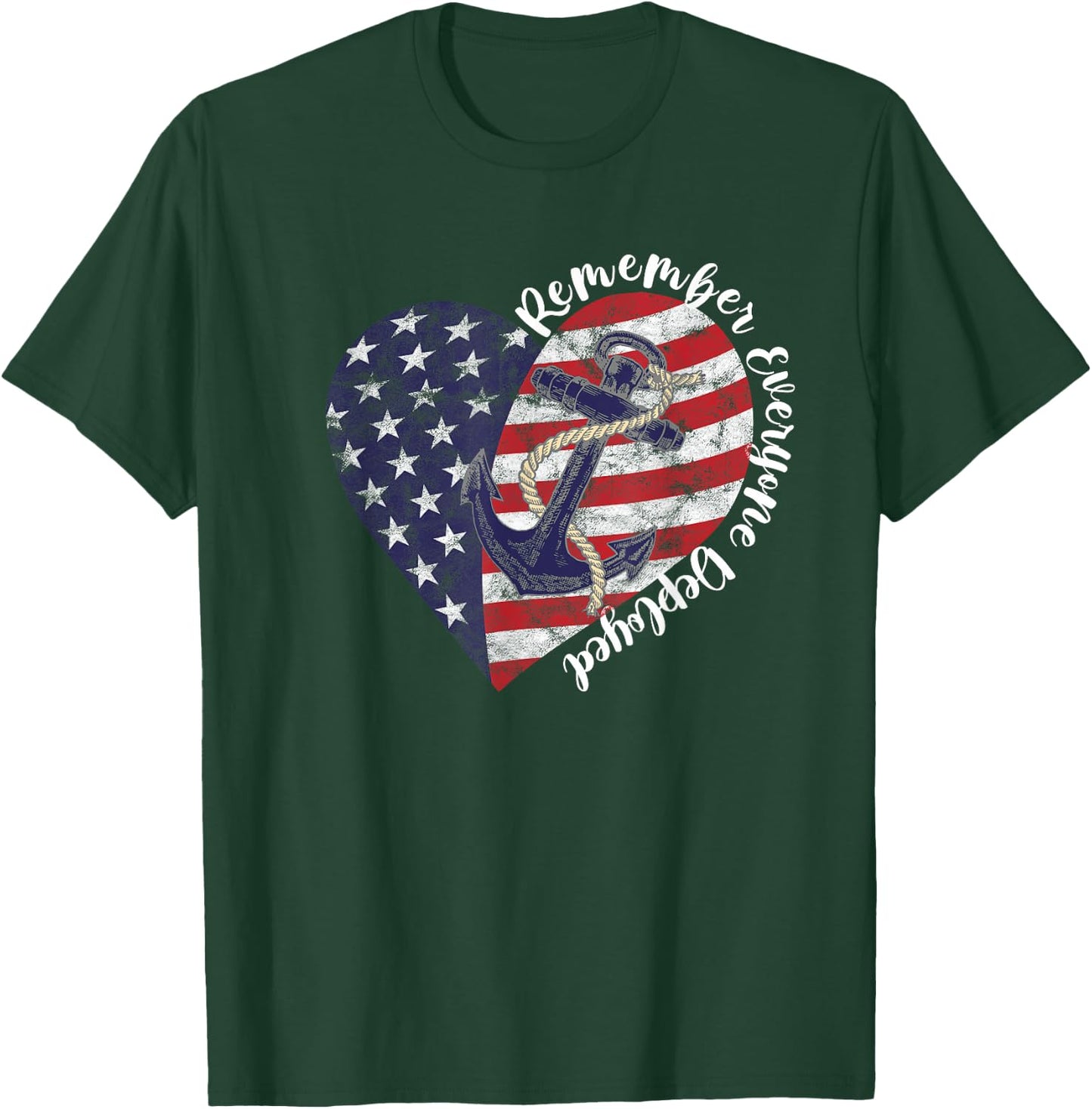 Remember Everyone Deployed RED Friday Military Anchor Heart T-Shirt - T-Shirt | Forest