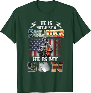 Proud Soldier Army Parents Mom Dad He is My Son Flag Gift T-Shirt - T-Shirt | Forest