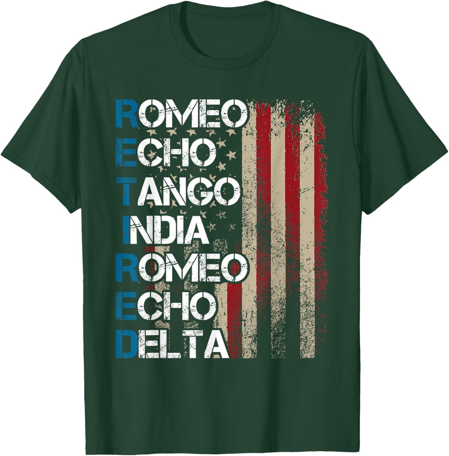 Phonetic Alphabet Retired Veteran Retirement Army Military T-Shirt - T-Shirt | Forest