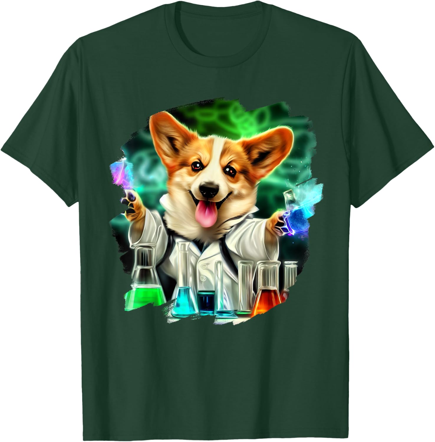 Corgi Mad Scientist Dog Mixing Chemicals Chemistry Science T-Shirt - T-Shirt | Forest