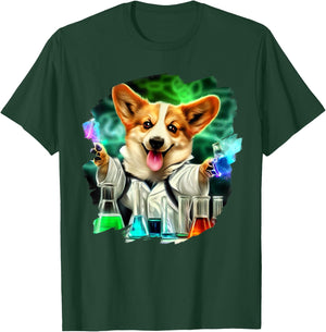 Corgi Mad Scientist Dog Mixing Chemicals Chemistry Science T-Shirt - T-Shirt | Forest