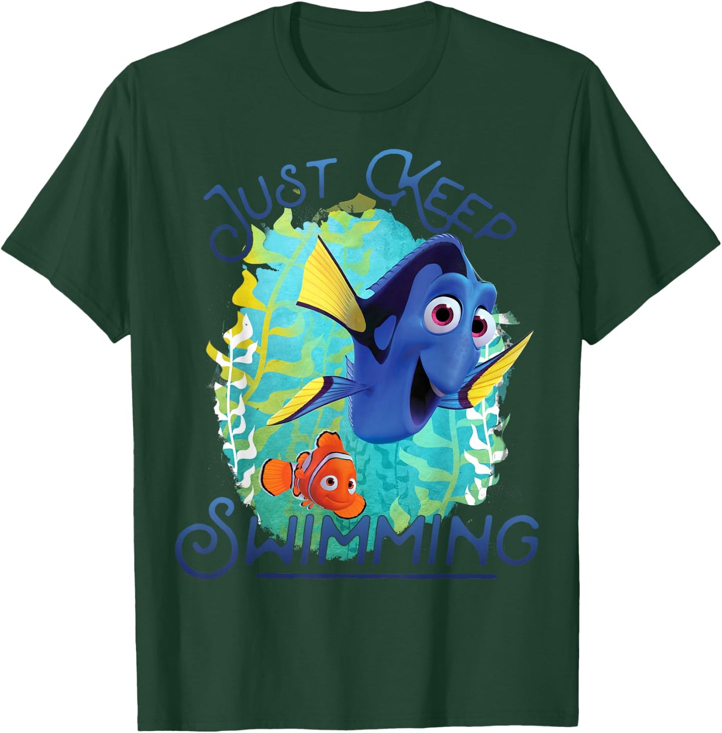 Disney Pixar Finding Dory Just Keep Swimming Ocean Logo T-Shirt - T-Shirt | Forest