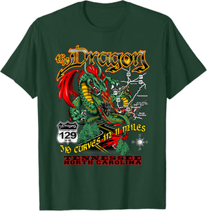 The Dragon 129 TN and NC USA 318 Curves 11 Miles T-Shirt - T-Shirt | Forest