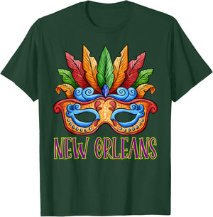 New Orleans Mardi Gras Souvenir Mask 2022 Men Women T-Shirt - T-Shirt | Forest