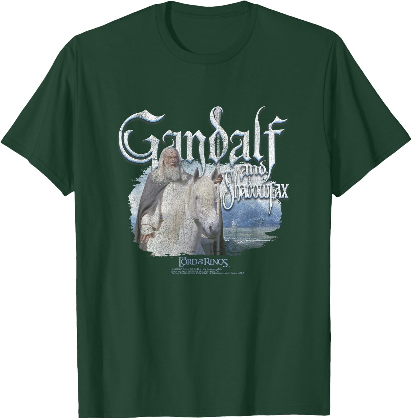 The Lord of The Rings Gandalf & Shadowfax Fantasy Movie T-Shirt - T-Shirt | Forest