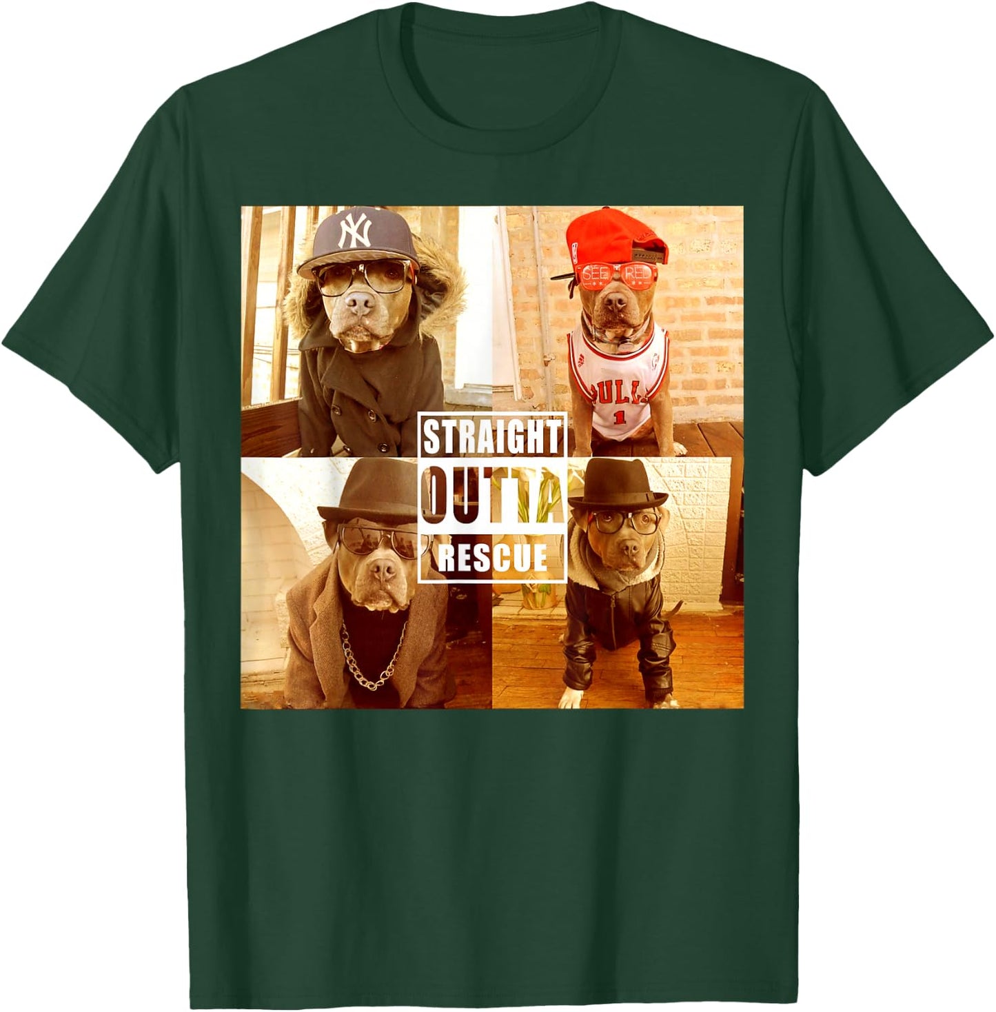 Pitbull Love Straight Outta Rescue Funny Pit Bull T-Shirt - T-Shirt | Forest