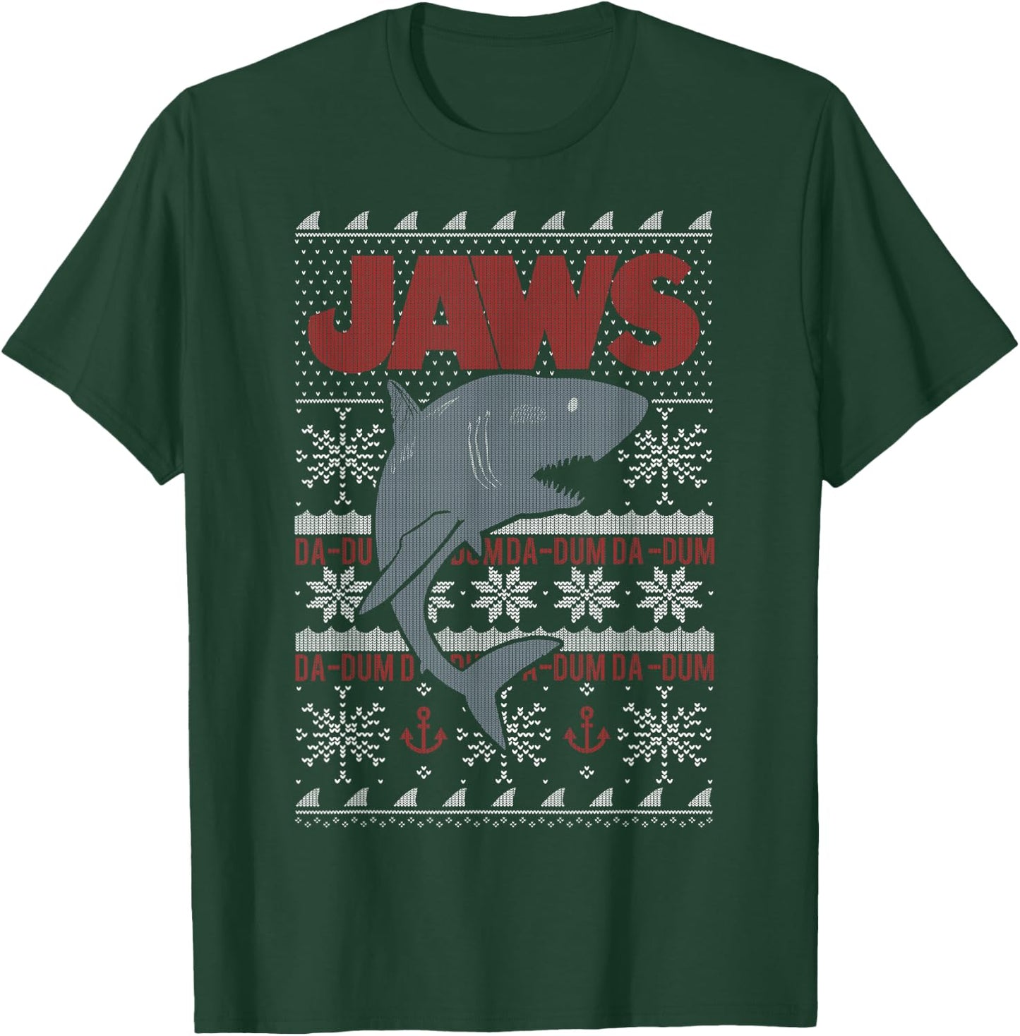 Jaws Dun Dun Shark Ugly Christmas Sweater T-Shirt - T-Shirt | Forest