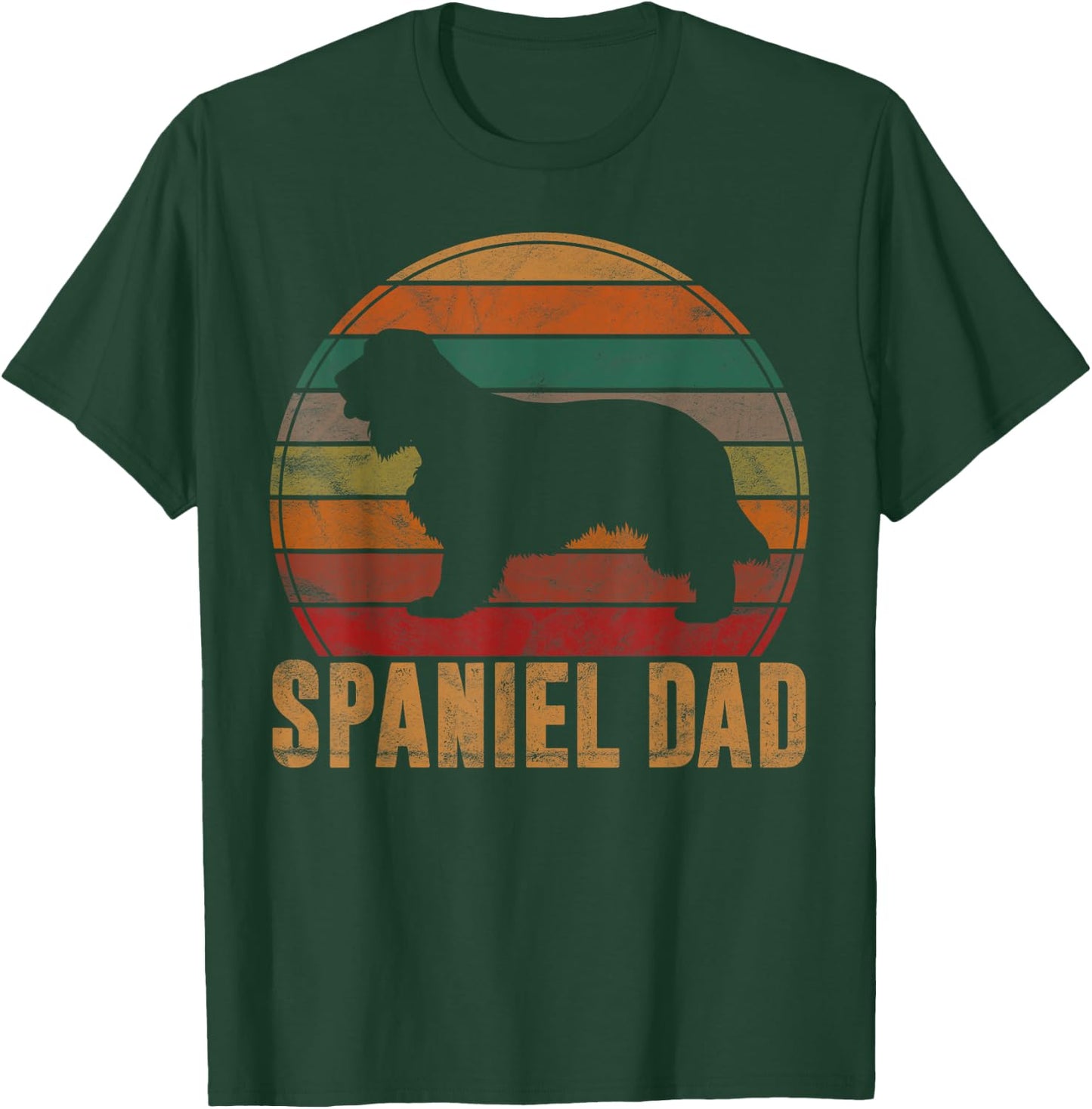 Retro Spaniel Dad Gift Dog Owner Pet English Cocker Father T-Shirt - T-Shirt | Forest
