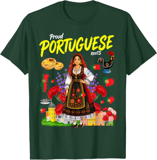 Portuguese Roots Idea for Girls Portuguesa Portugal Flag T-Shirt - T-Shirt | Forest