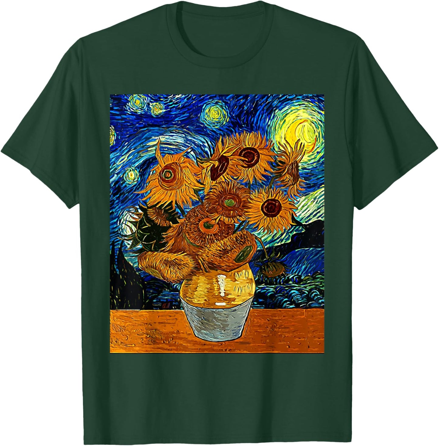 Vincent van Gogh Starry Night Sunflower Art Famous Painting T-Shirt - T-Shirt | Forest