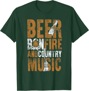 Cowboy Gift Beer Bonfire And Country Music Line Dance T-Shirt - T-Shirt | Forest