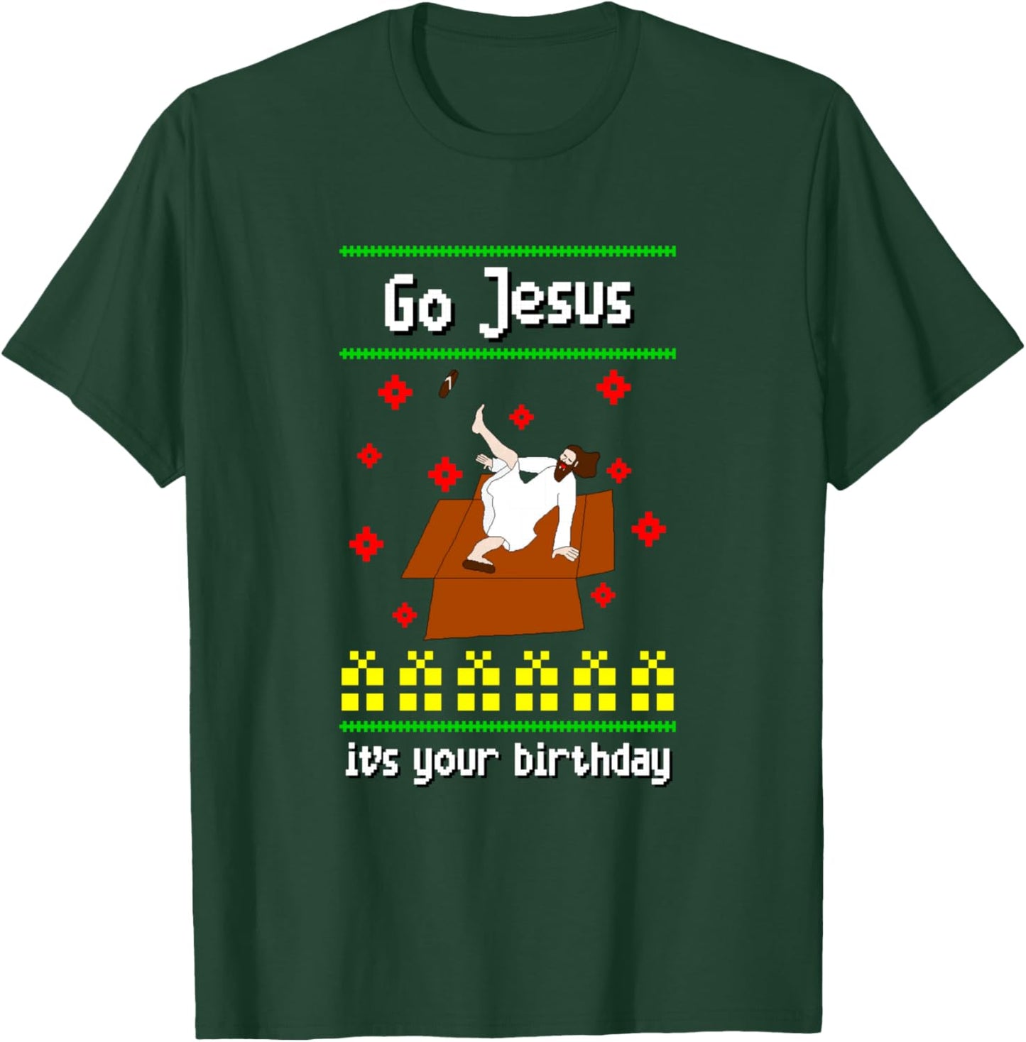 Go Jesus It´s your Birthday Ugly Christmas Breakdance T-Shirt - T-Shirt | Forest