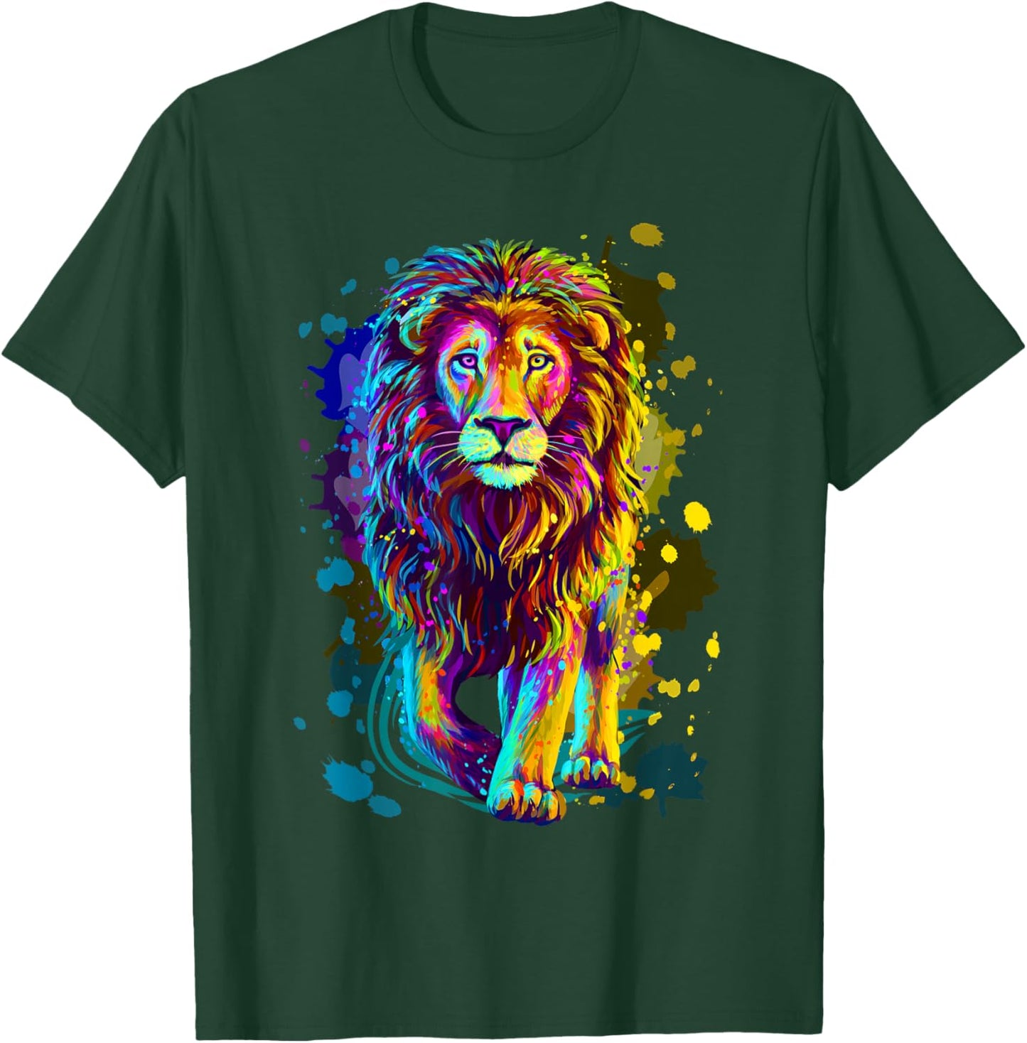 Cool Colorful Wild Lion Stylish T Shirt, Lion Graphic Design T-Shirt - T-Shirt | Forest