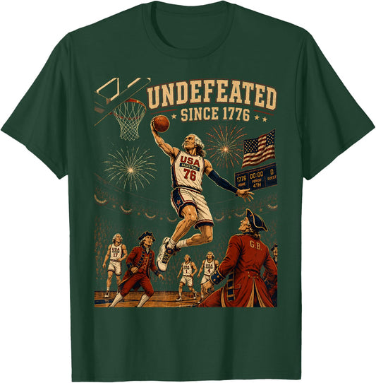 Undefeated Since 1776 America 4th of July Men Women Apparel T-Shirt - T-Shirt | Forest