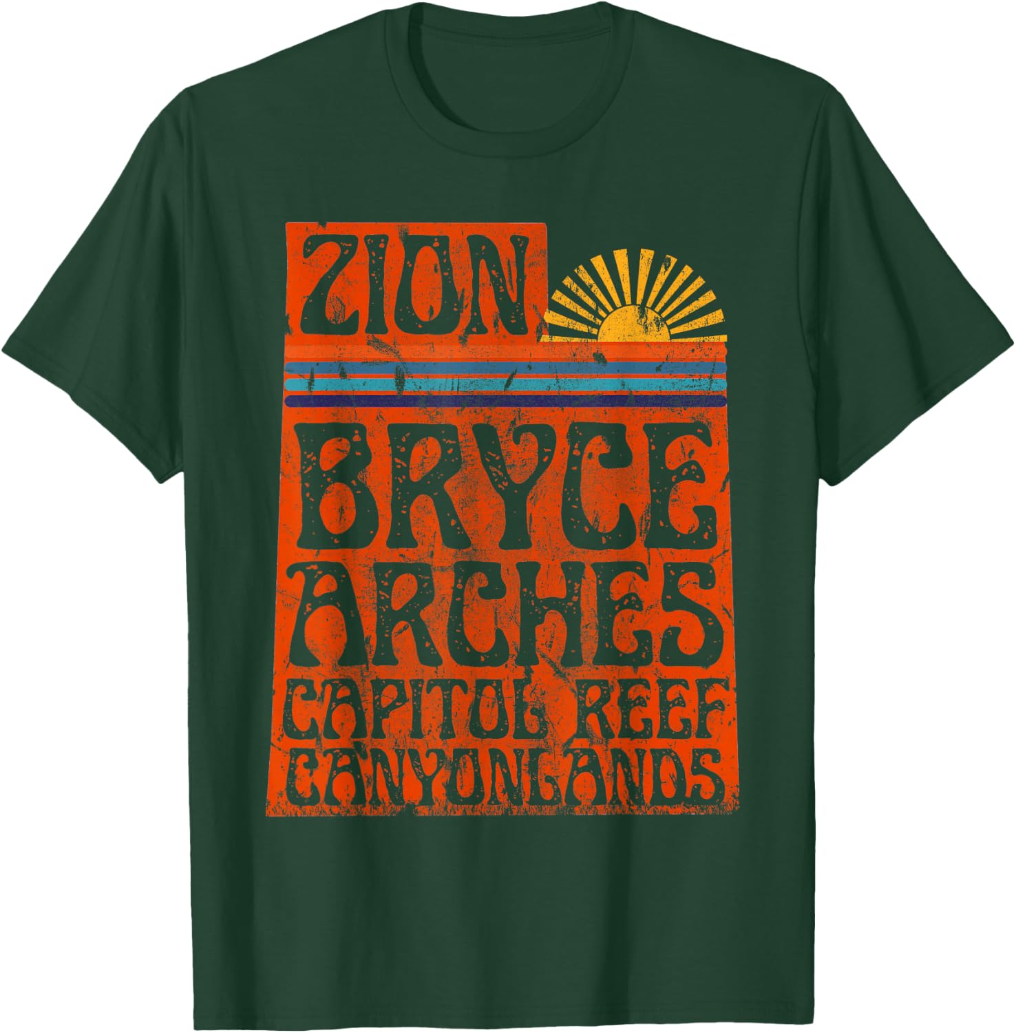 Utah National Parks Zion Arches Bryce Canyonlands State Map T-Shirt - T-Shirt | Forest