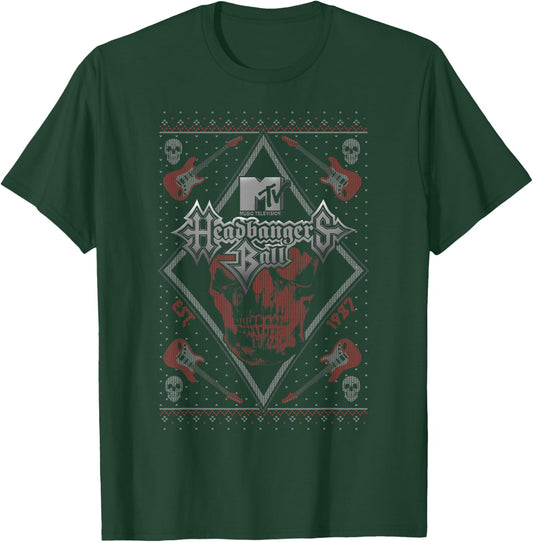 MTV Christmas Headbangers Ball MTV Logo Ugly Sweater T-Shirt - T-Shirt | Forest