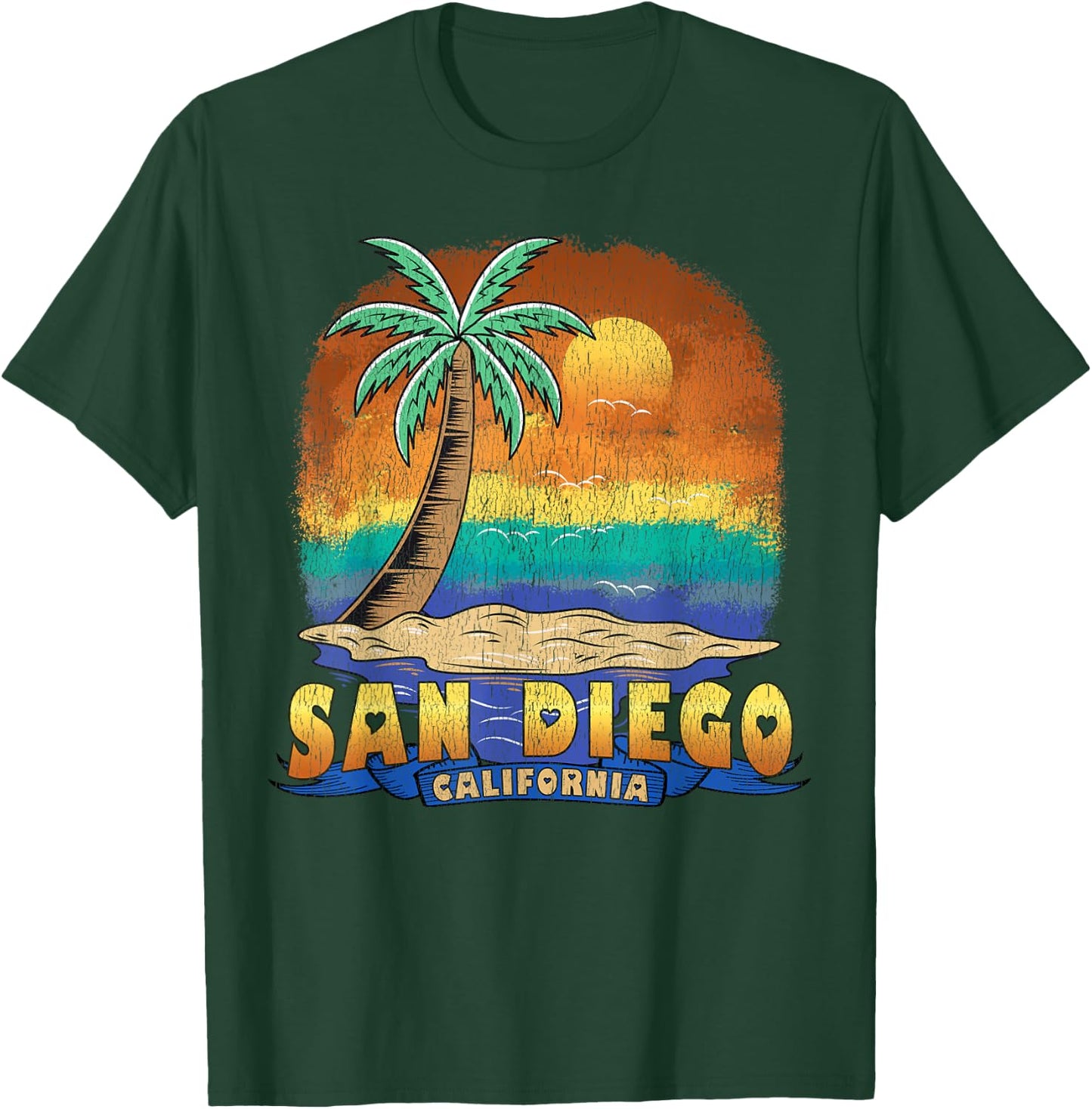 SAN DIEGO CALIFORNIA | Vintage Distressed Souvenir T-Shirt - T-Shirt | Forest