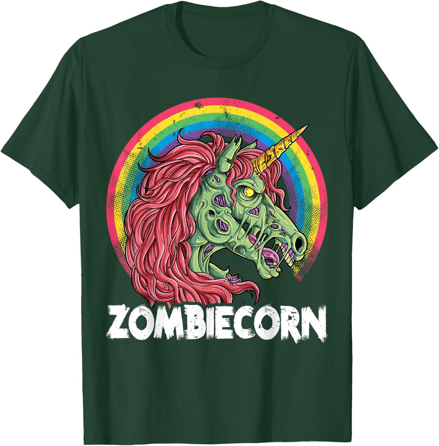Zombiecorn Zombie Unicorn Halloween Women Girls Rainbow T-Shirt - T-Shirt | Forest
