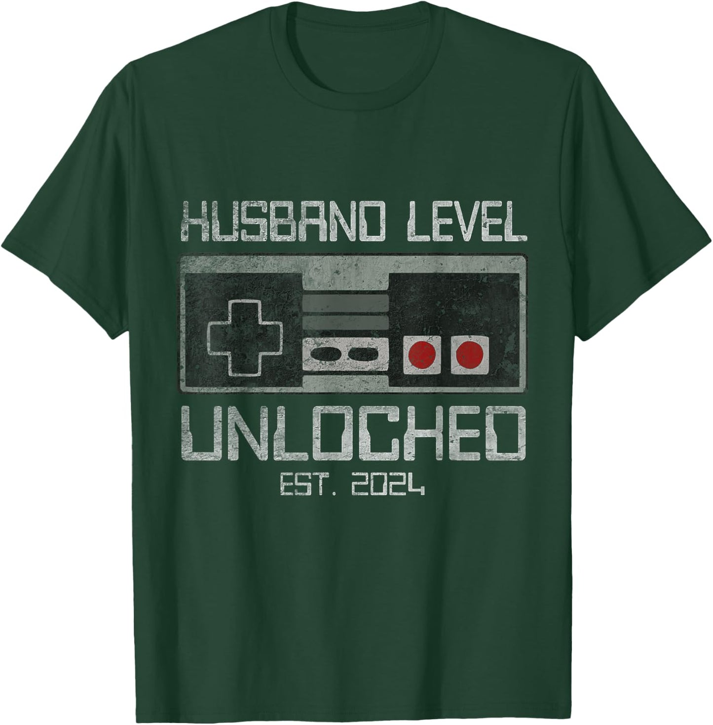 Leveled Up To Husband 2024 Newlywed Groom Newly Married T-Shirt - T-Shirt | Forest