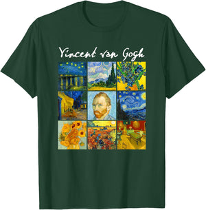 Famous Van Gogh Paintings Art Starry Night Flowers Portrait T-Shirt - T-Shirt | Forest