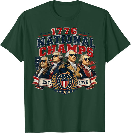 Funny Founding Fathers 1776 National Champs 250 Years T-Shirt - T-Shirt | Forest