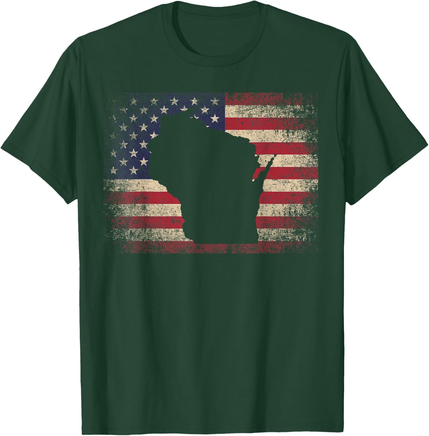 Wisconsin 4th of July Gift American Flag USA - America T-Shirt - T-Shirt | Forest