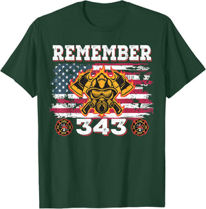 Remember Vintage Distressed Firefighter American Flag 343 T-Shirt - T-Shirt | Forest