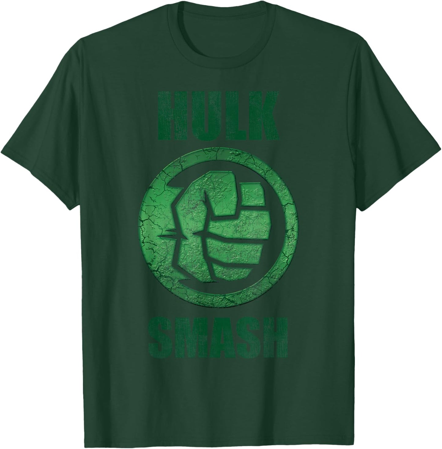 Marvel Hulk Smash Fist Circle Logo Green Stone Poster T-Shirt - T-Shirt | Forest