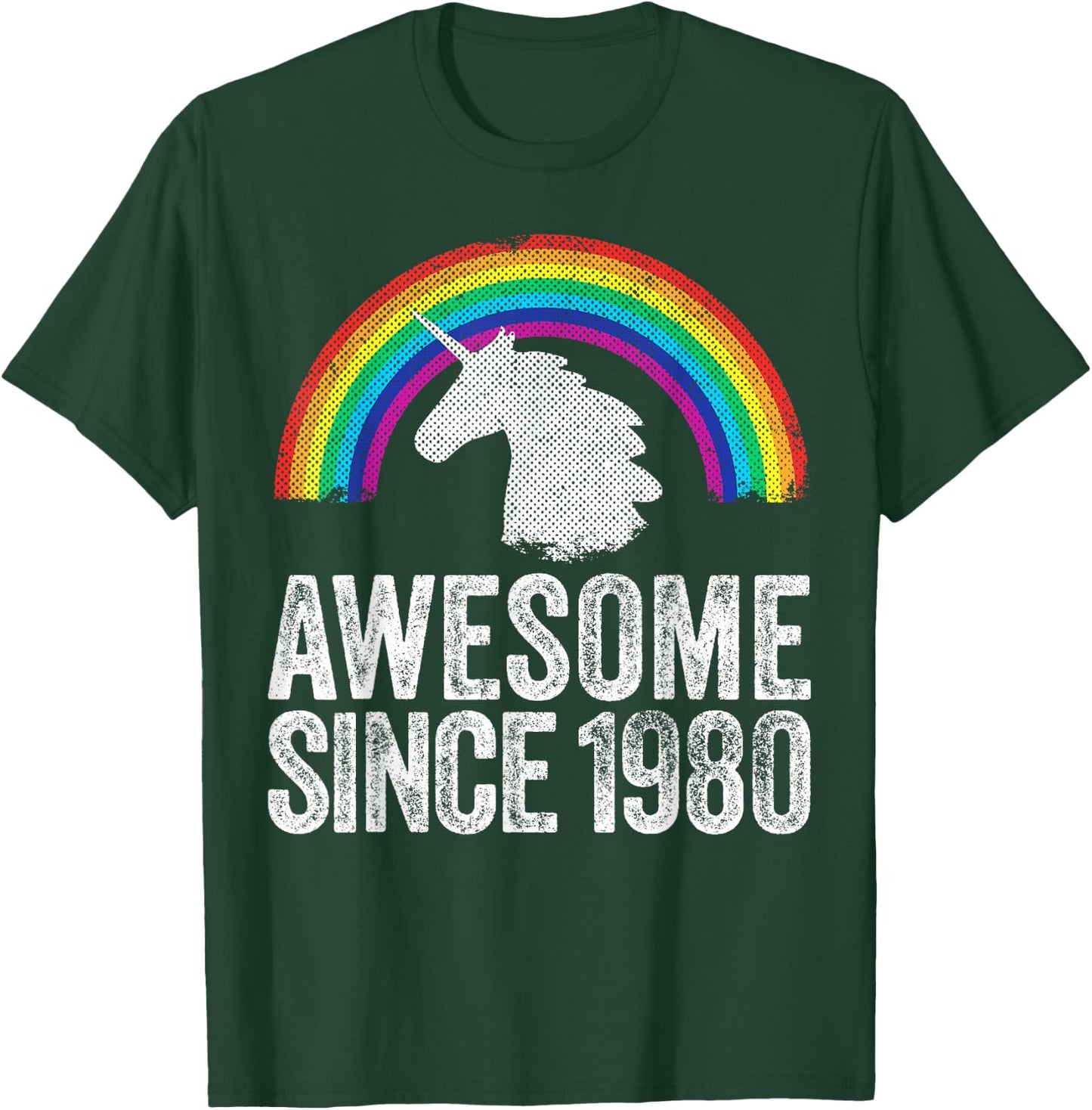 1980 43rd Birthday Gift Unicorn Rainbow 43 Years Old Women T-Shirt - T-Shirt | Forest
