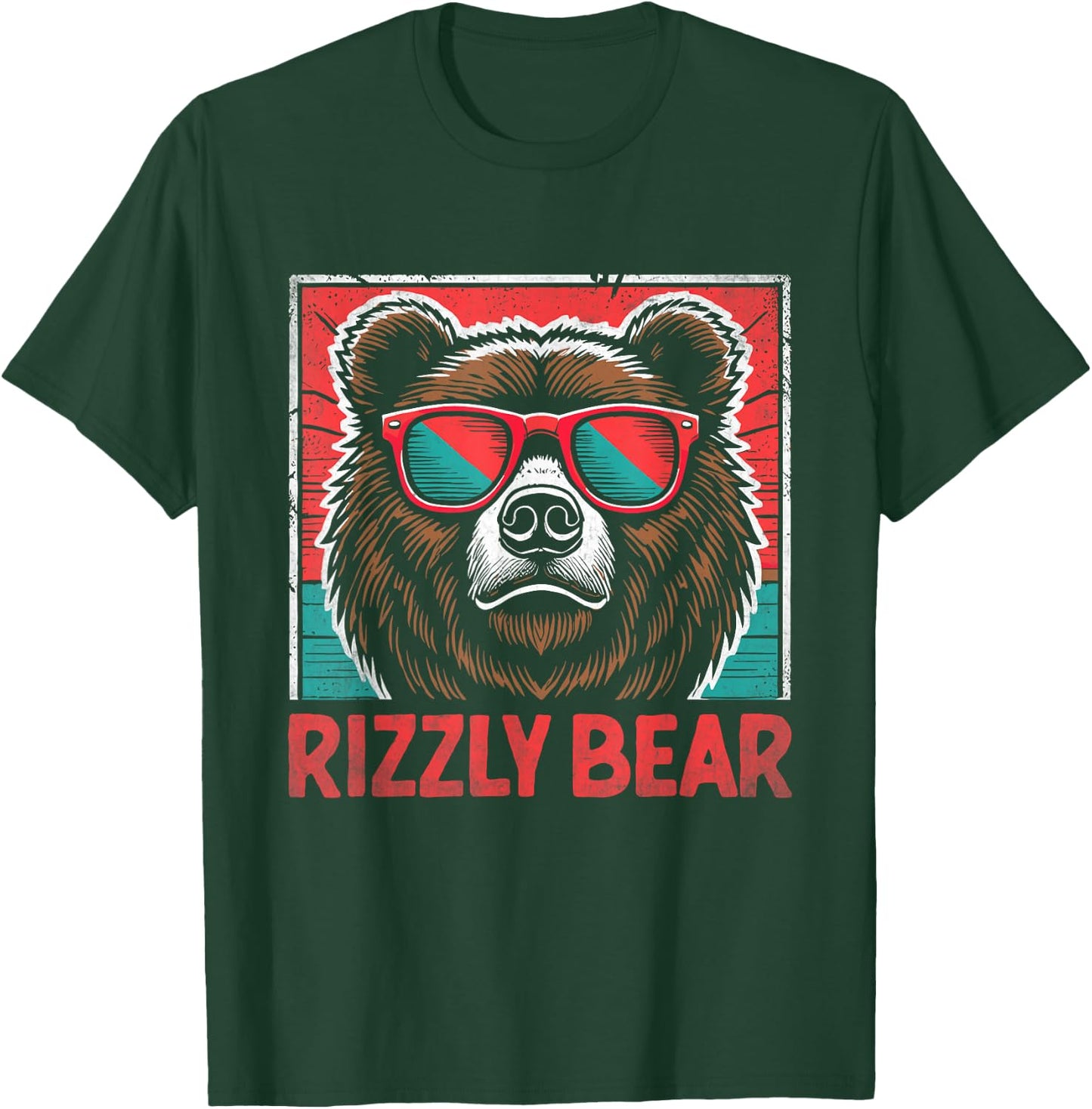 Rizzly Bear Cool Bear Wearing Sunglasses Rizz Boys T-Shirt - T-Shirt | Forest