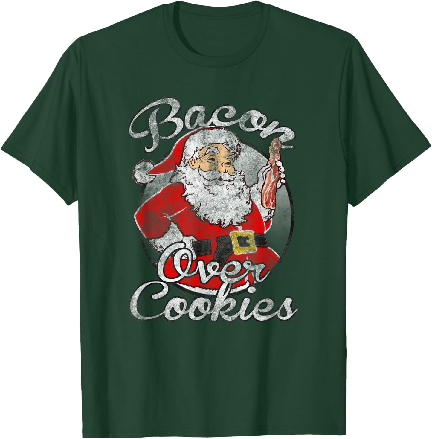 Trendy Christmas Santa Bacon Over Cookies T-Shirt - T-Shirt | Forest