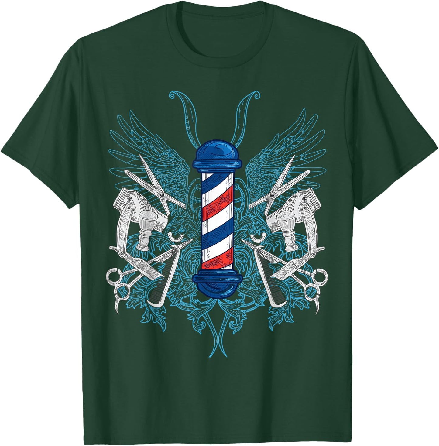 Funny Barber Design Men Dad Barbershop Hairdresser Stylist T-Shirt - T-Shirt | Forest