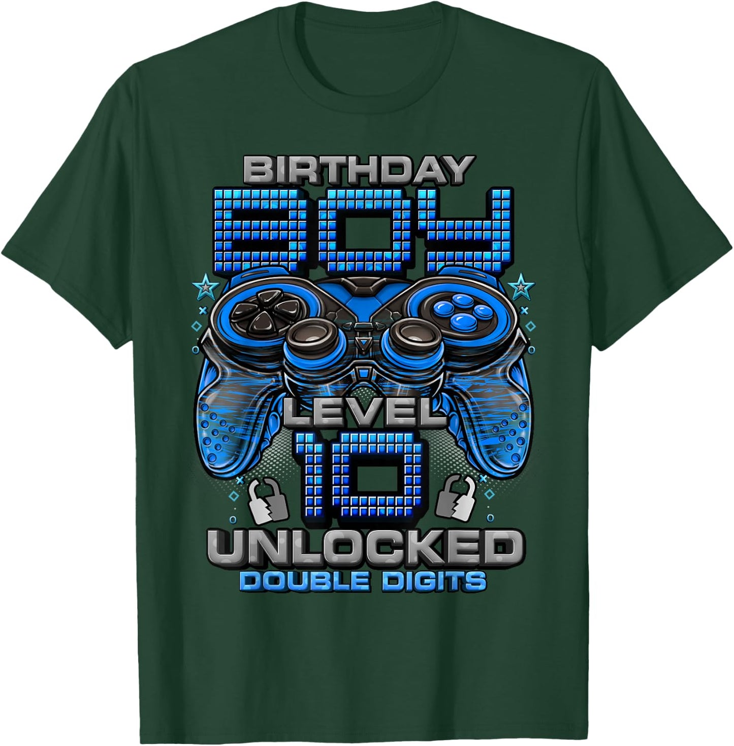 Level 10 Unlocked Awesome Since 2015 10th Birthday Gaming T-Shirt - T-Shirt | Forest