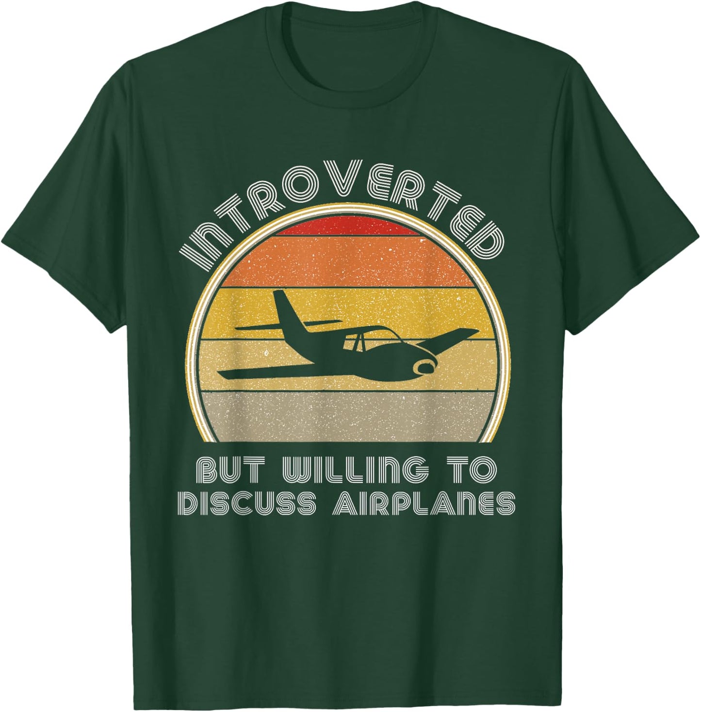 Plane Aviation Men Introverted Willing To Discuss Airplanes T-Shirt - T-Shirt | Forest