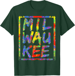 Milwaukee Colorful 3 Level Art Rainbow Design Gift Milwaukee T-Shirt - T-Shirt | Forest