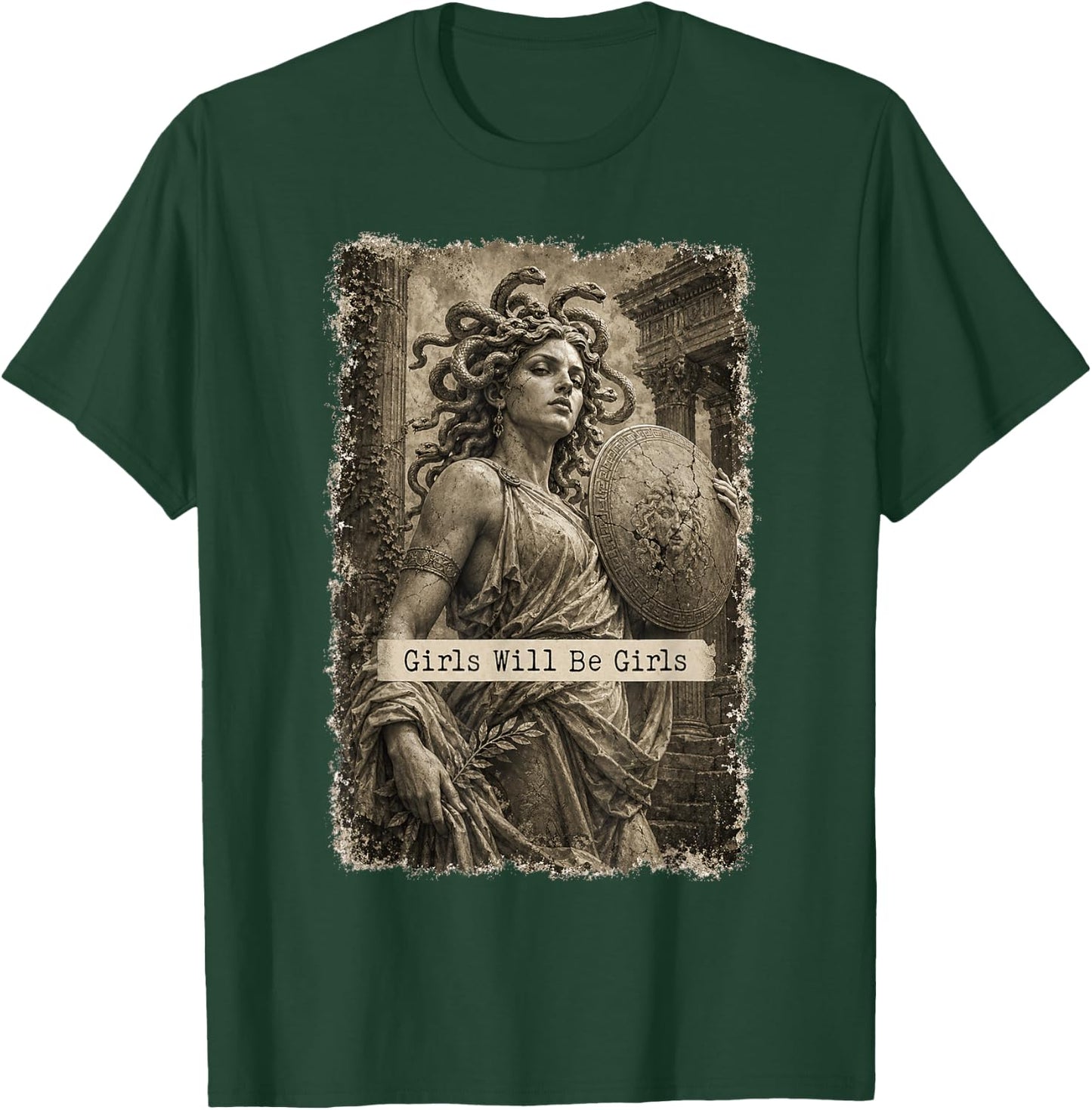 Girl Will Be Girls Medusa Feminist Witch Monster Halloween T-Shirt - T-Shirt | Forest